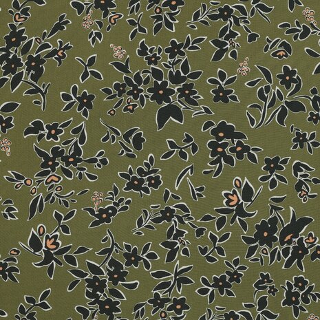 Radiance viscose bloemen groen  Poppy