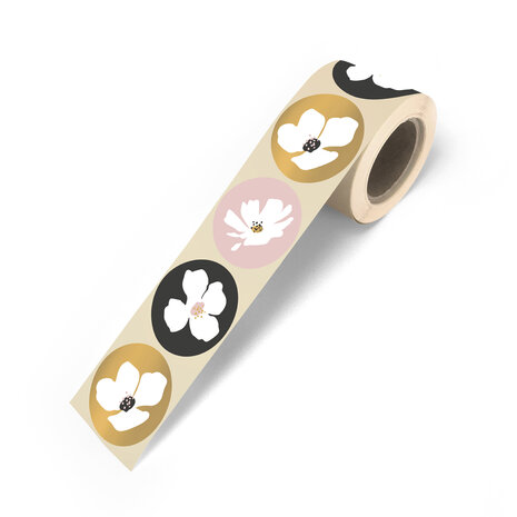 Chique Flowers ronde stickers 5stuks