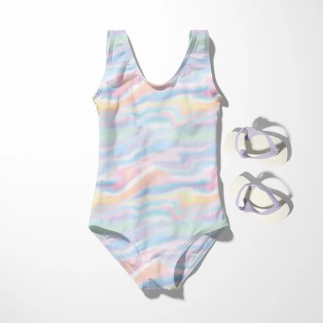 zwempak abstract pastelkleuren lycra swimwear KicKenStoffen