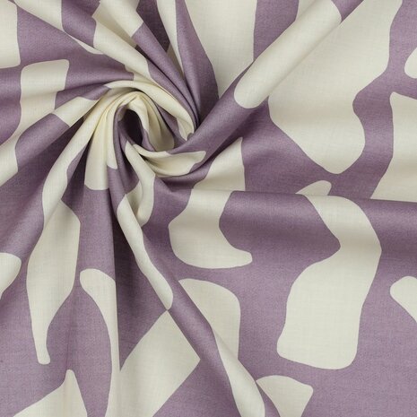 katoenen voile abstract lila uit poppy 23 KicKenStoffen