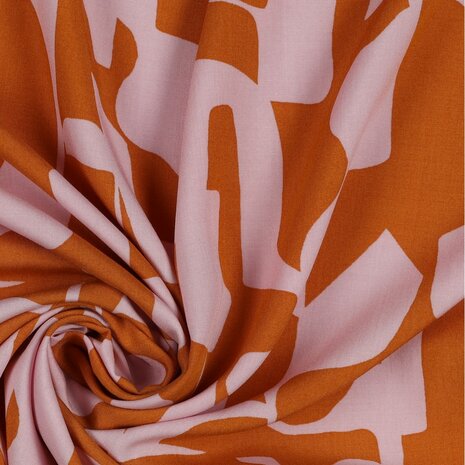 Radiance viscose roze oranje Spicy abstract