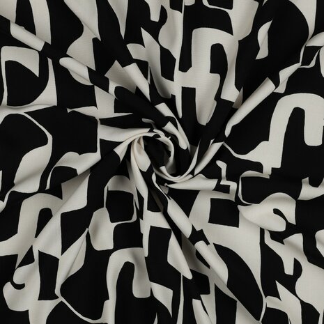 Radiance viscose zwart wit Spicy abstract