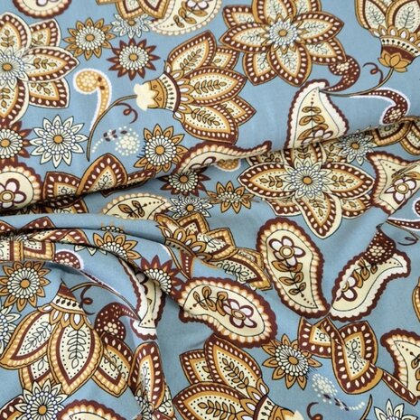 Radiance viscose Paisley flowers KicKenStoffen