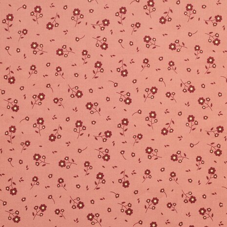 roze bloemen corduroy babyrib KicKenStoffen