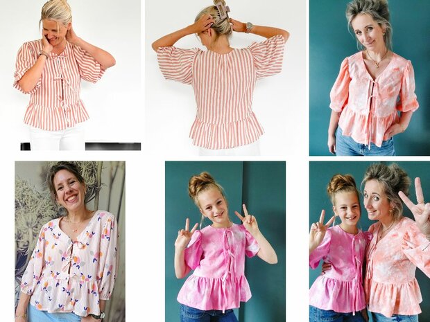 Evie blouse - dames &amp; tieners naaipatroon en gratis kids patroon!