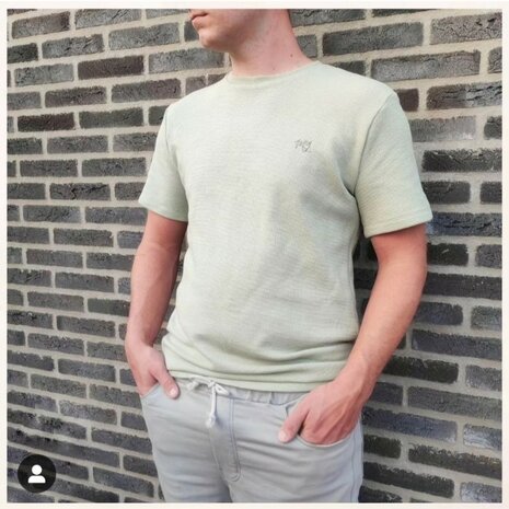 wafel tricot shirt met stretch jeans short van KicKenStoffen gemaakt door mbym.sewing