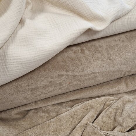 KicKenStoffen bamboe katoen fleece beige 206035 met hydrofiel natural 1120004 