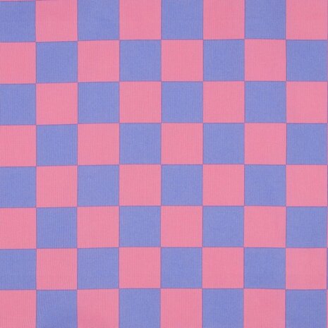 roze blauw Blokken ruiten GECOAT katoen