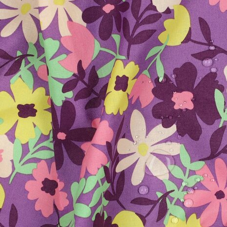 purple yellow pink green red Mixed Flowers coated cotton