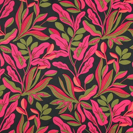 COTTON SATIN LUSH LEAVES NERIDA HANSEN - JET BLACK