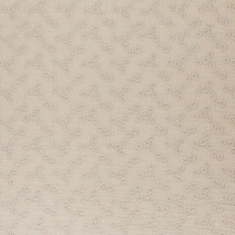 Beige Double Gauze Fabric Embroidered - Millefleurs van KicKenStoffen