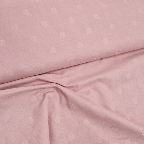 blush oud roze jacquard katoen voile stippen - KicKenStoffen