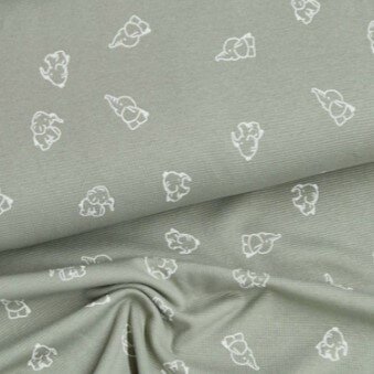 qjutie waffle print elephants khaki - KicKenStoffen