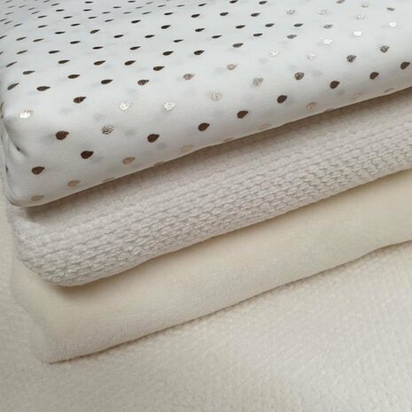 gouden druppels katoen off white katoenen velvet en off white boucle wafel