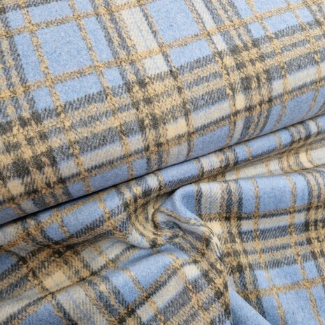 ruiten flanel natural beige en light blauw van KicKenStoffen