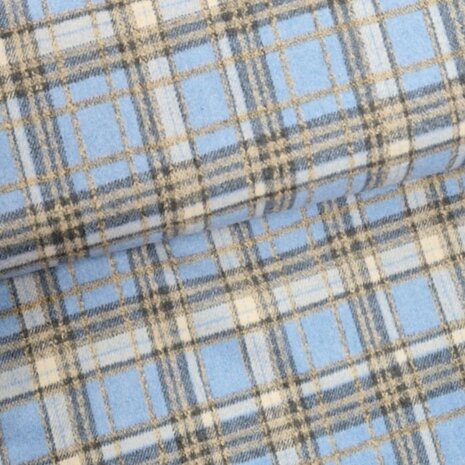 ruiten flanel natural en light blauw van KicKenStoffen