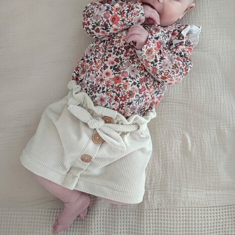 mbymsewing bloemen tricot met corduroy baby rokje