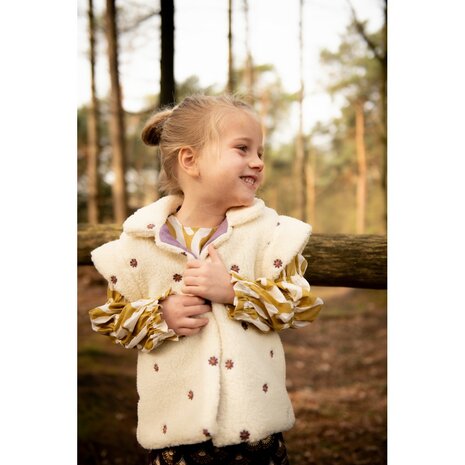 broderie geborduurde bloem teddy off white KicKenStoffen