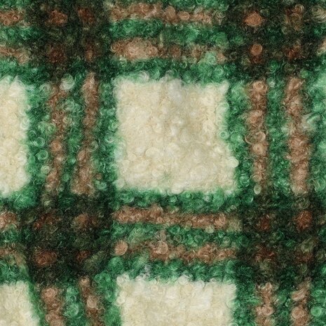 groen boucle ruiten teddy  - Kickenstoffen 03675