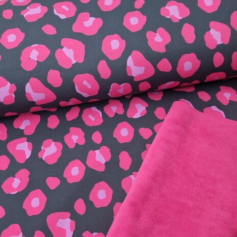 softshell roze panterprint KicKenStoffen