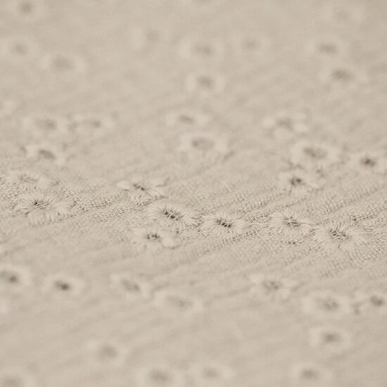 Beige close up Double Gauze Fabric Embroidered - Millefleurs van KicKenStoffen