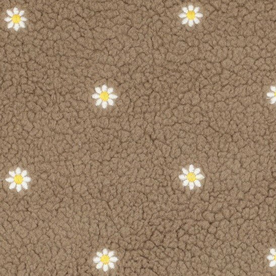 broderie bloemen teddystof beige taupe van KicKenStoffen