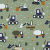 olive green navy cocoa army Work Vehicles excavator concrete truck cotton